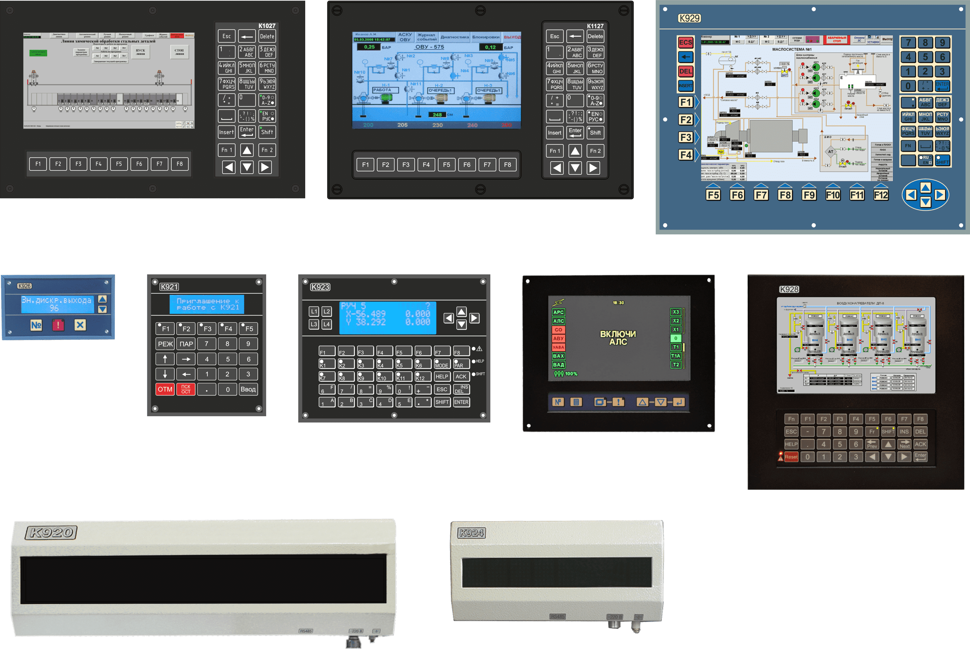 своено производство нового семейства графических панелей оператора К1021, К1027, К1127, МК925, К1025, К928 IBM совместимые и со встроенной автоматической системой проектирования экранов К753